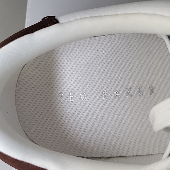 Ted Baker Leather Sneakers White/Brown Men's 9.5 NWT - Picture 5 of 10